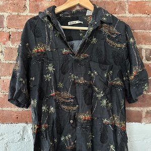 vintage hawaiian button up camp collar shirt